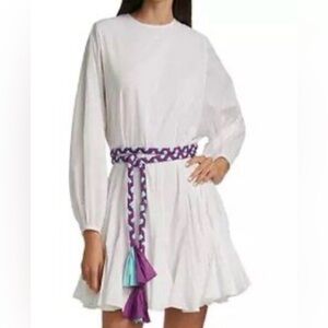 RHODE White Dress with Purple and Blue Belt